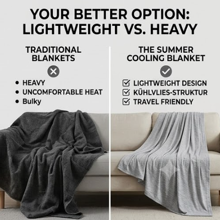 Cooling summer blanket with cooling fleece
