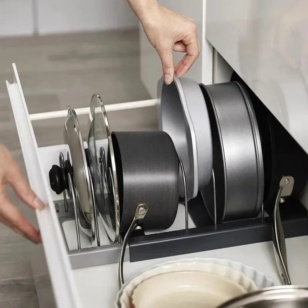 Extendable Pot Lid Holder & Pan Organizer