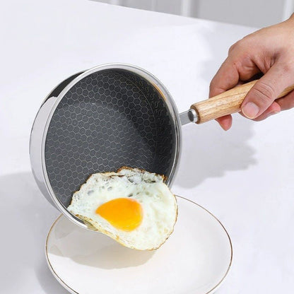 Stainless Steel Mini Frying Pan with Wooden Handle